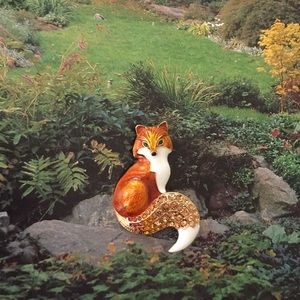 🍏50% OFF/3+...Enamel and Rhinestone Fox Brooch/Pendant (Golden color)
